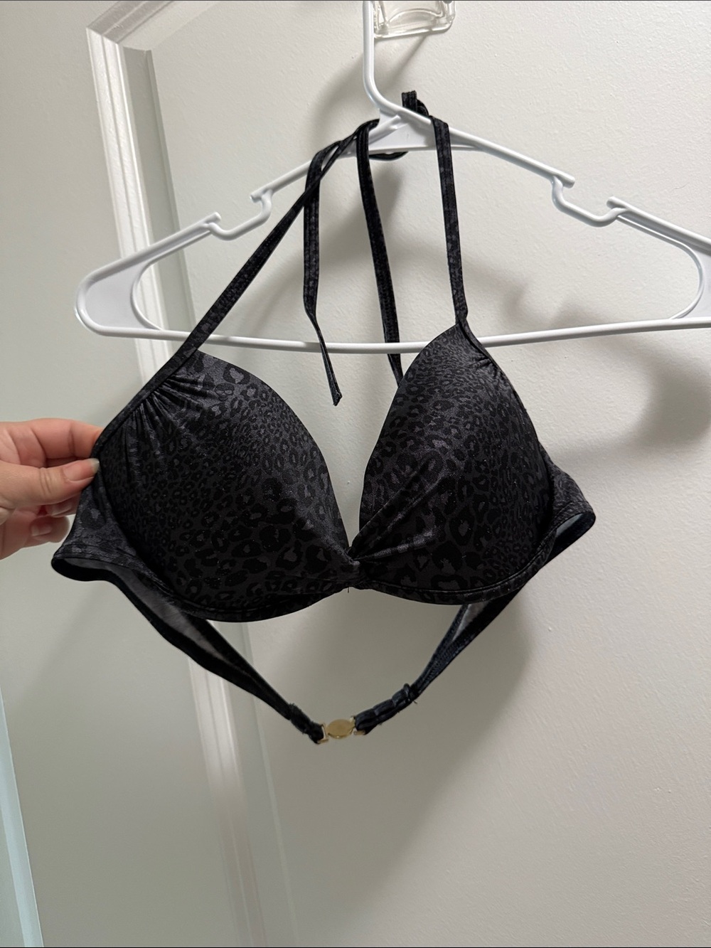 Black Leopard-Print Halter Bikini Top - Women Intimates & Sleepwear